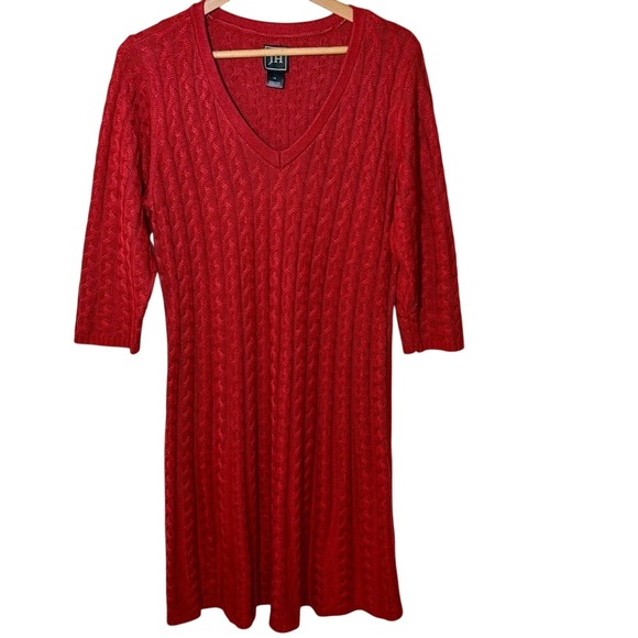 Jessica Howard Dresses & Skirts - Valentine Jessica Howard 1X Red Cable Knit Sweater Dress – A-Line Midi